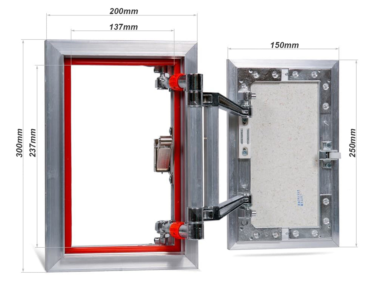 Concealed wall hatch for tiles with push-up door