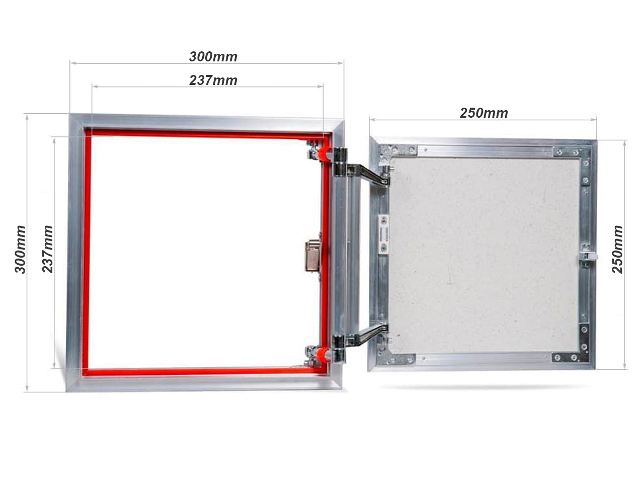 Concealed wall hatch for tiles with push-up door