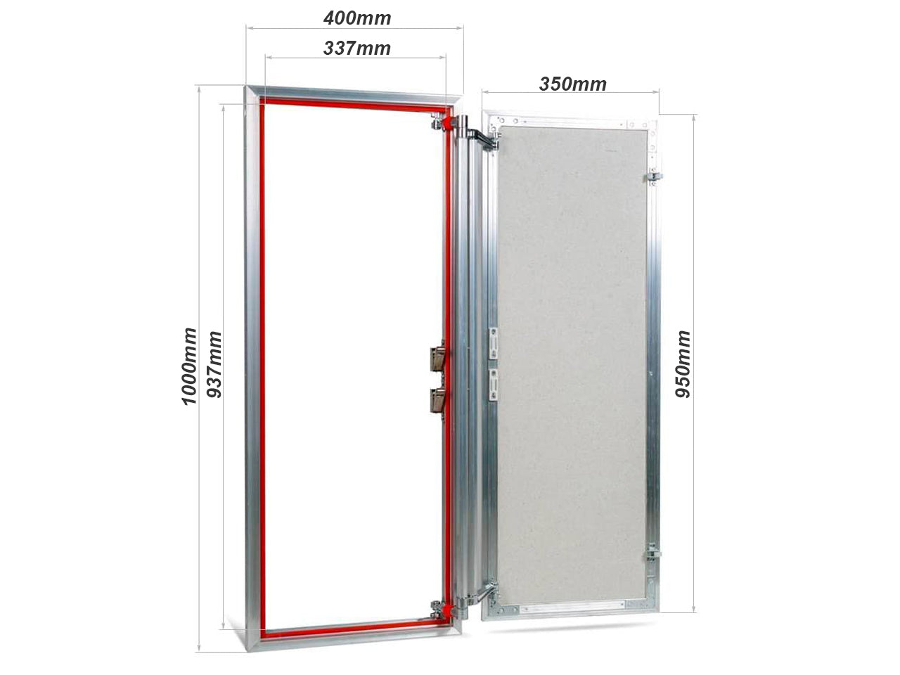Concealed wall hatch for tiles with push-up door