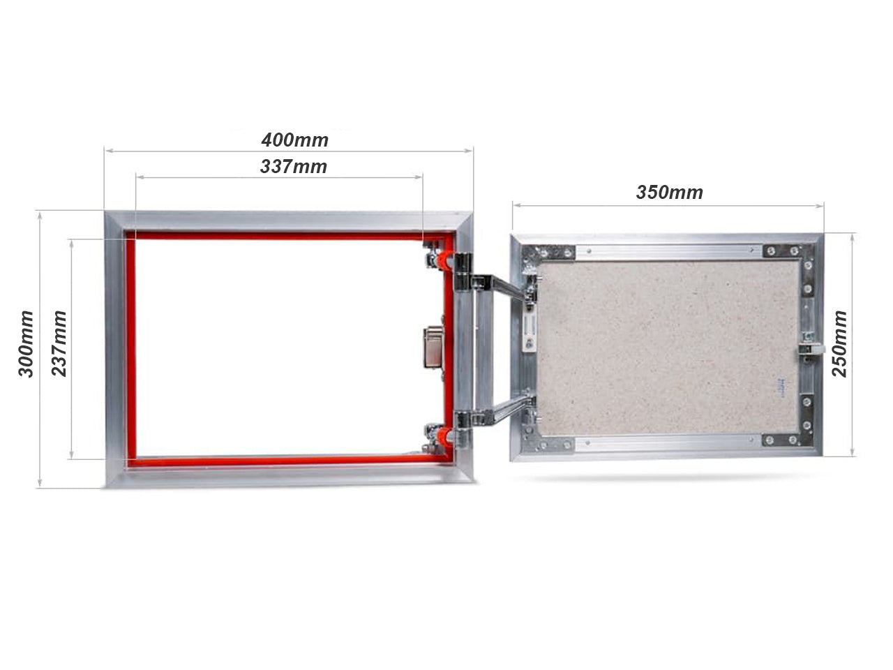 Concealed wall hatch for tiles with push-up door