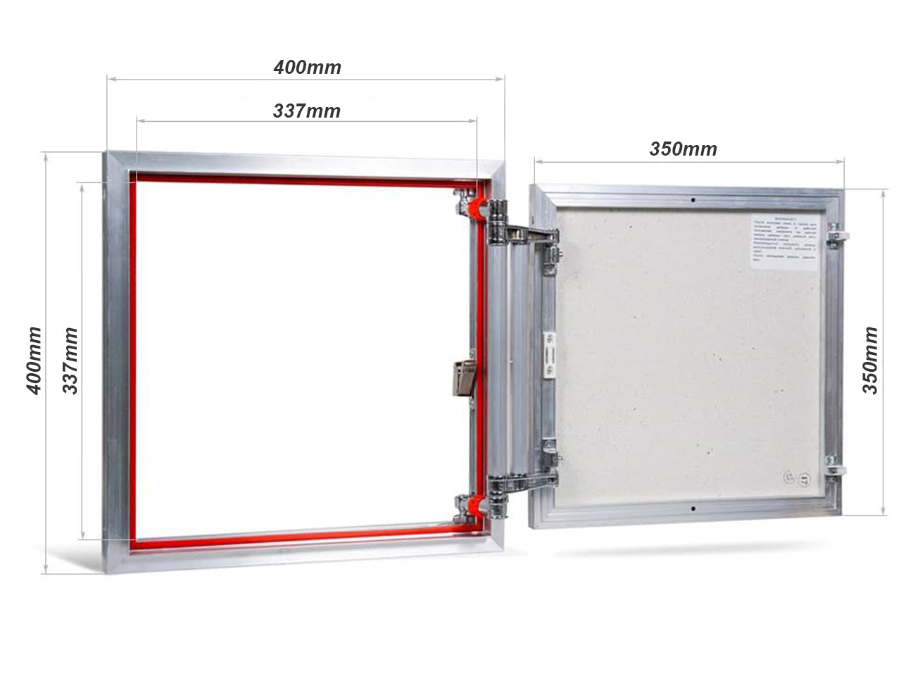 Concealed wall hatch for tiles with push-up door