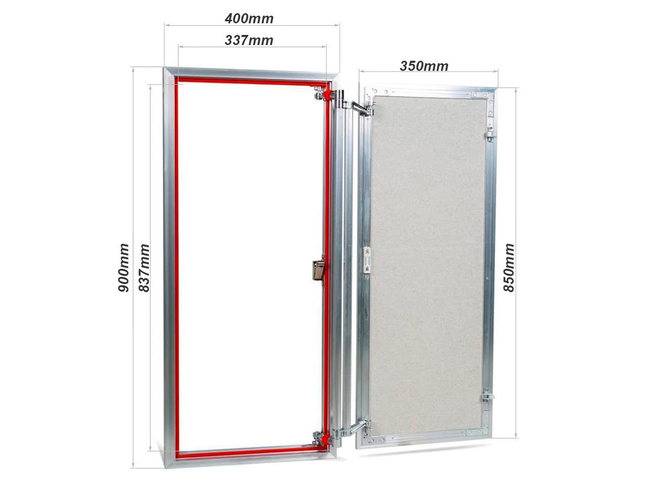 Concealed wall hatch for tiles with push-up door