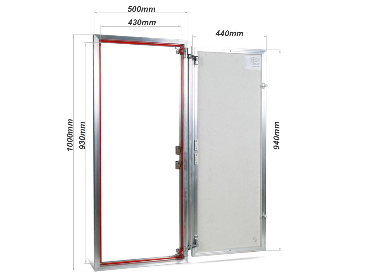 Concealed wall hatch for tiles with push-up door