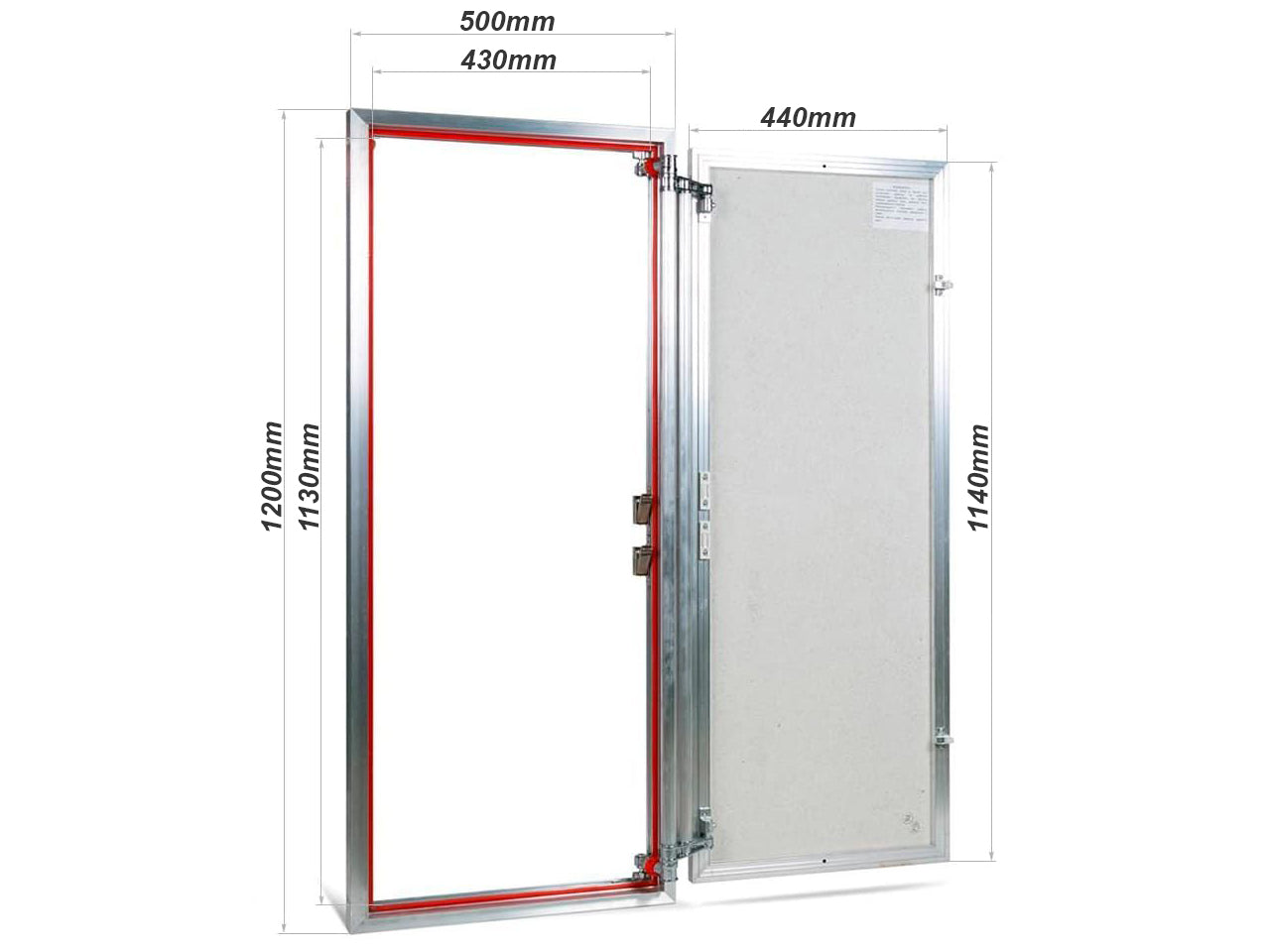 Concealed wall hatch for tiles with push-up door