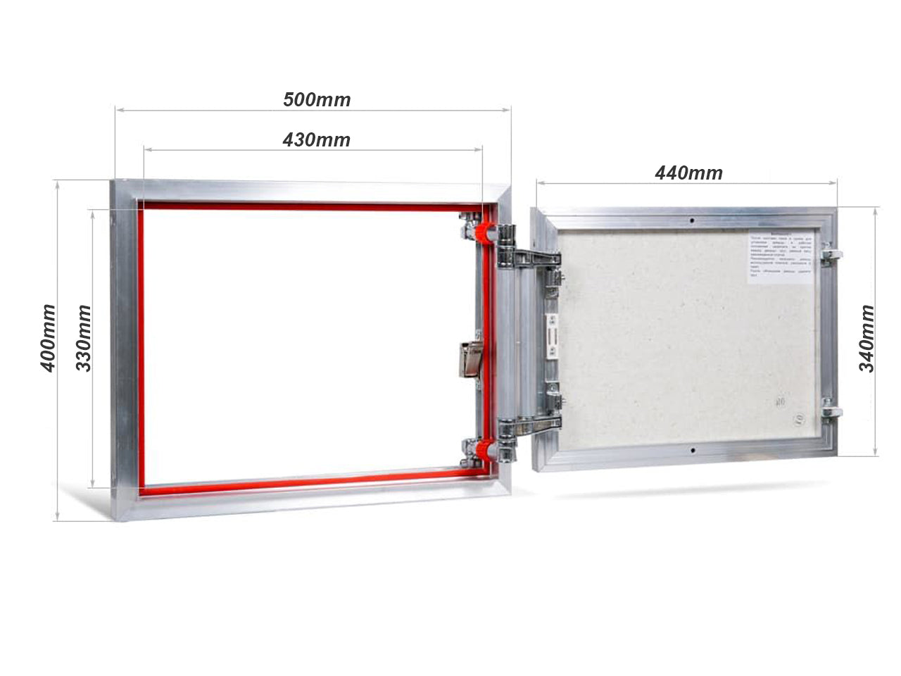 Concealed wall hatch for tiles with push-up door