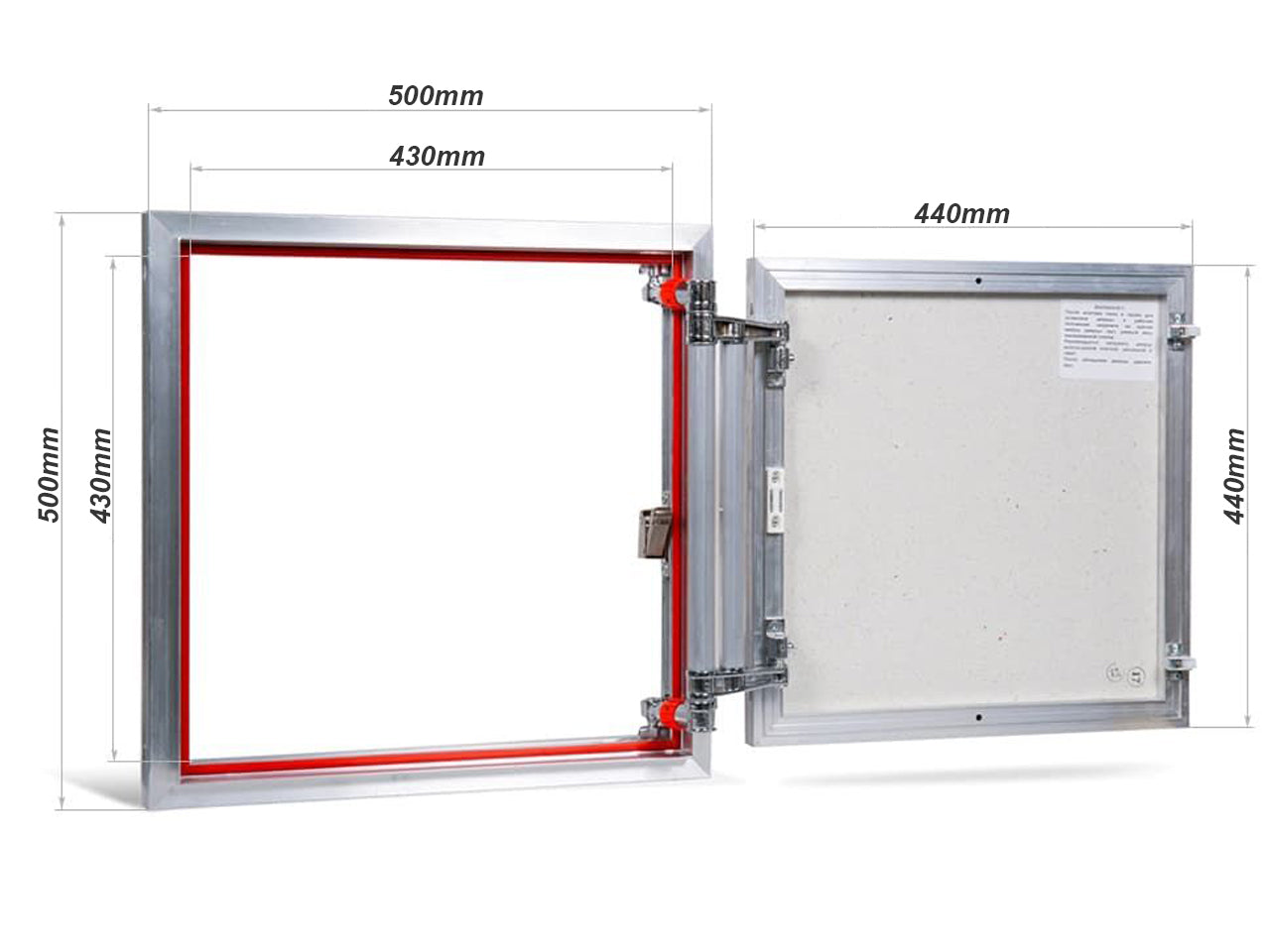Concealed wall hatch for tiles with push-up door