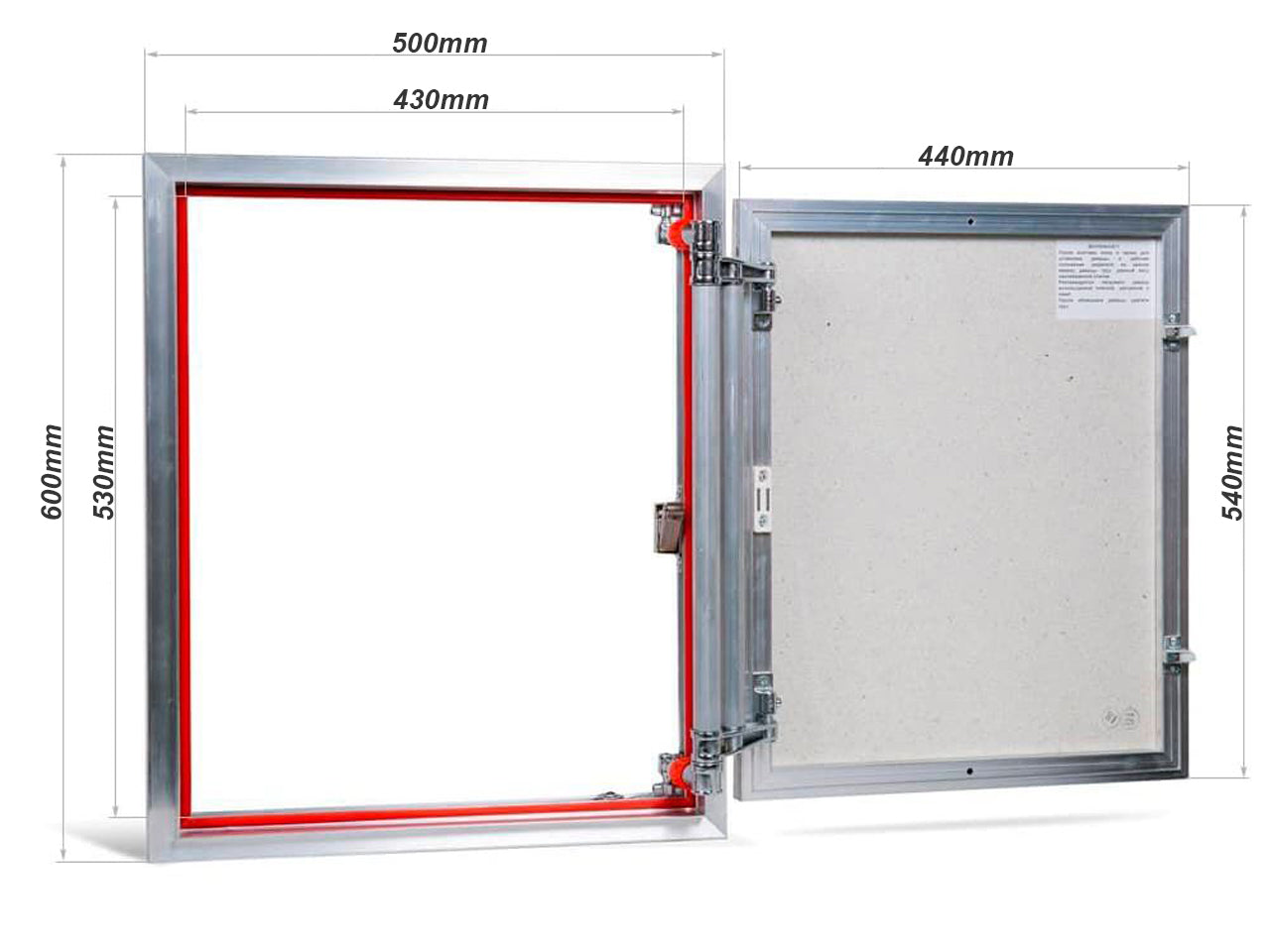 Concealed wall hatch for tiles with push-up door