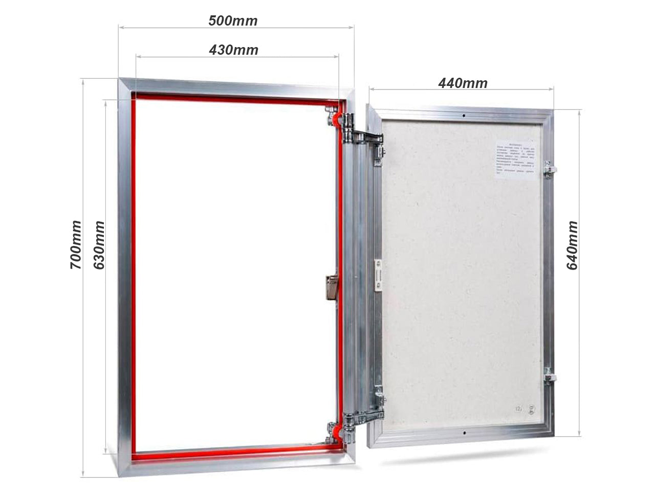 Concealed wall hatch for tiles with push-up door