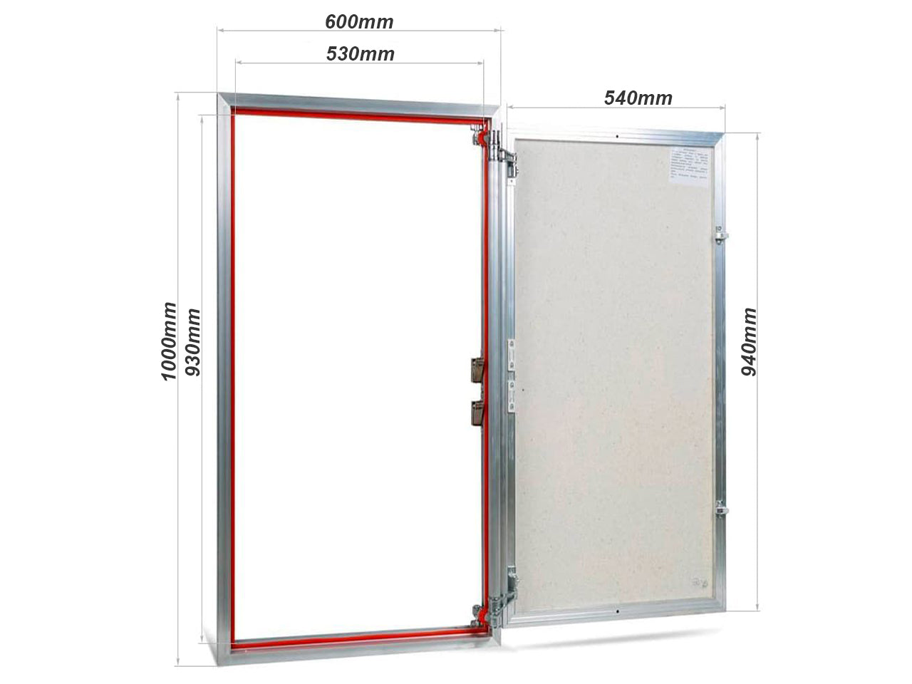 Concealed wall hatch for tiles with push-up door