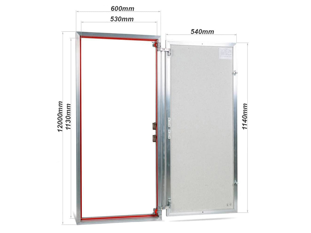 Concealed wall hatch for tiles with push-up door
