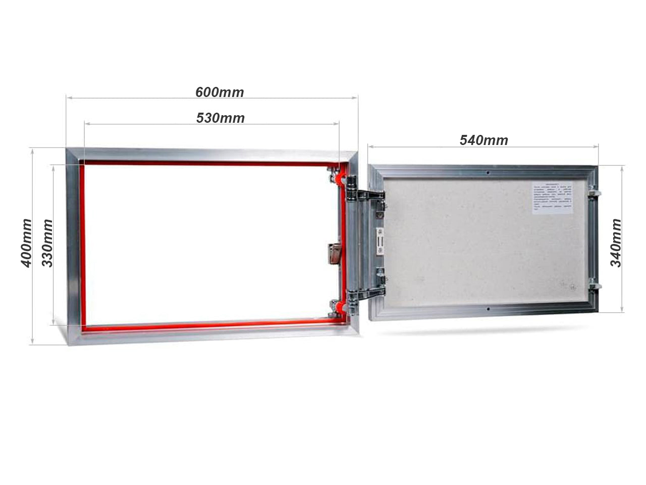 Concealed wall hatch for tiles with push-up door