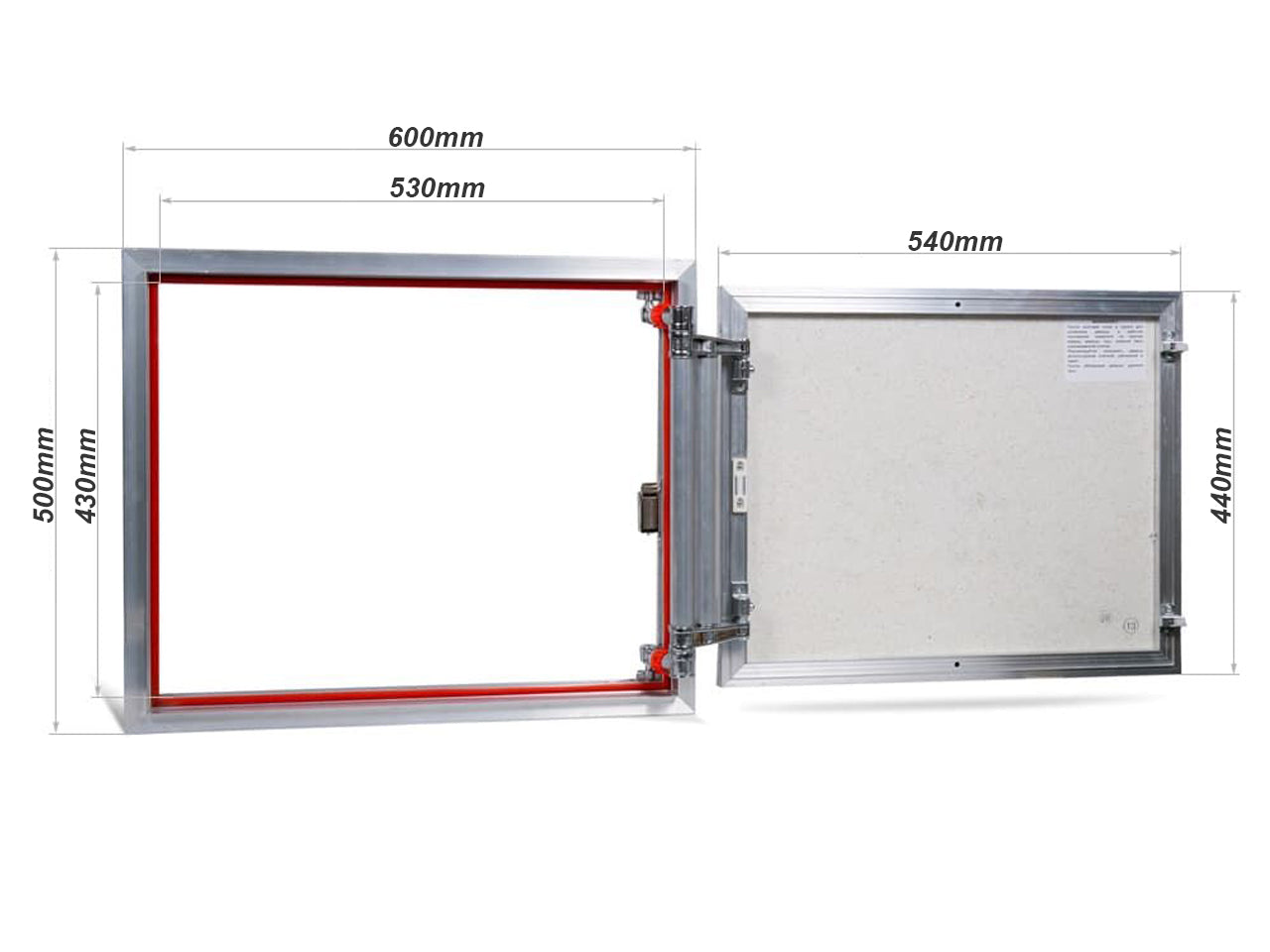 Concealed wall hatch for tiles with push-up door