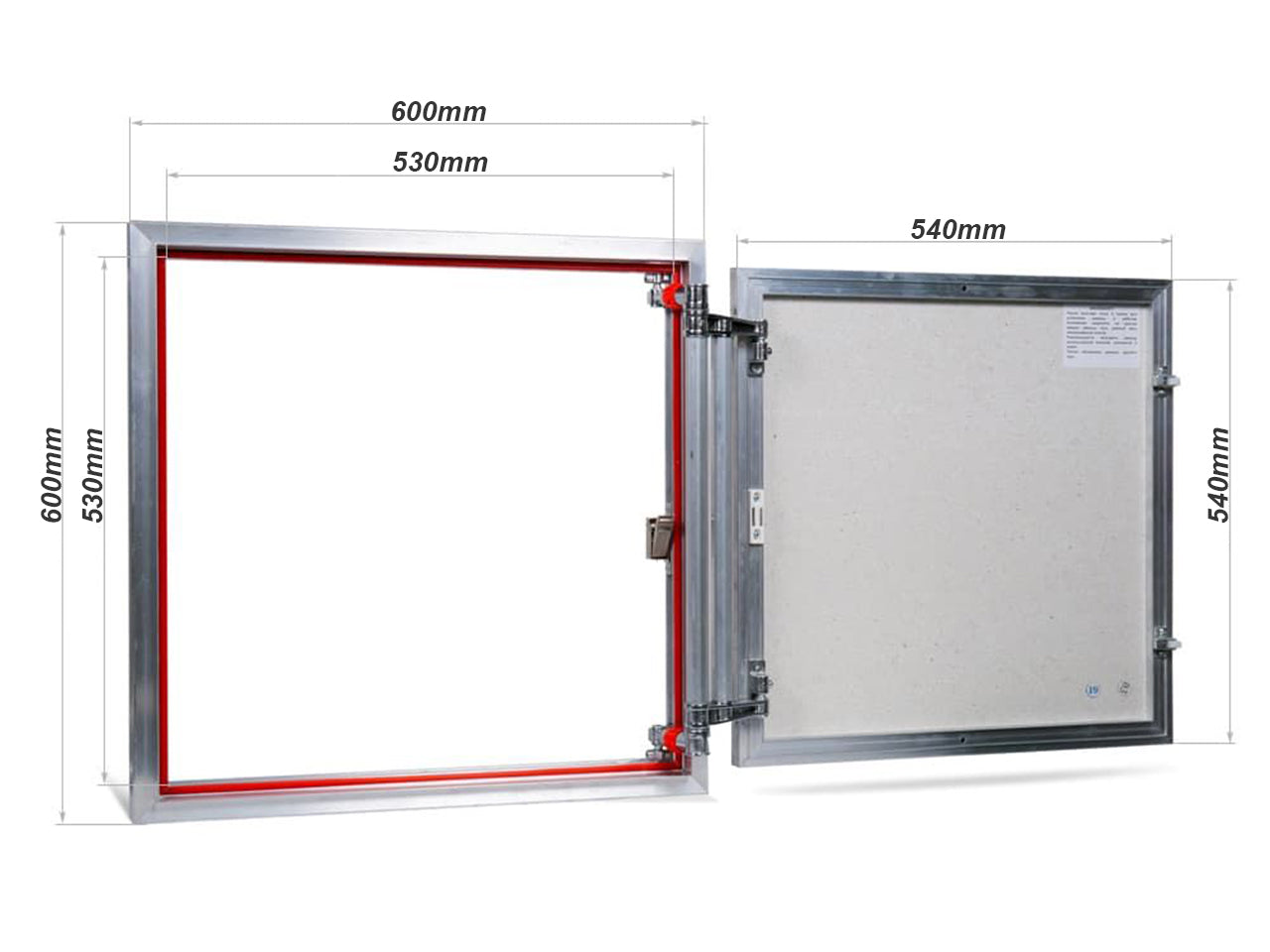 Concealed wall hatch for tiles with push-up door