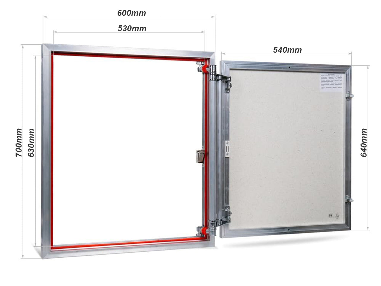 Concealed wall hatch for tiles with push-up door