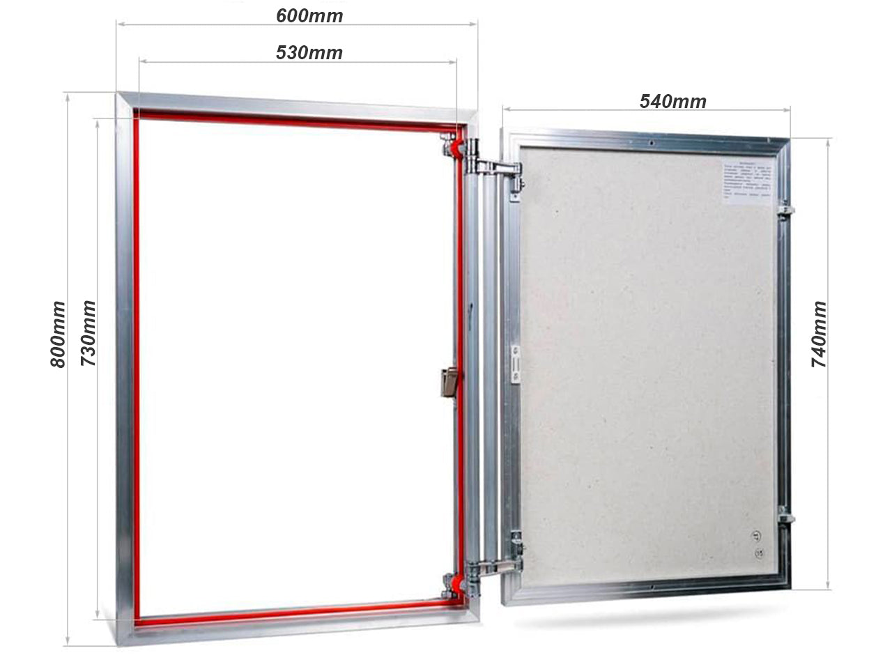 Concealed wall hatch for tiles with push-up door