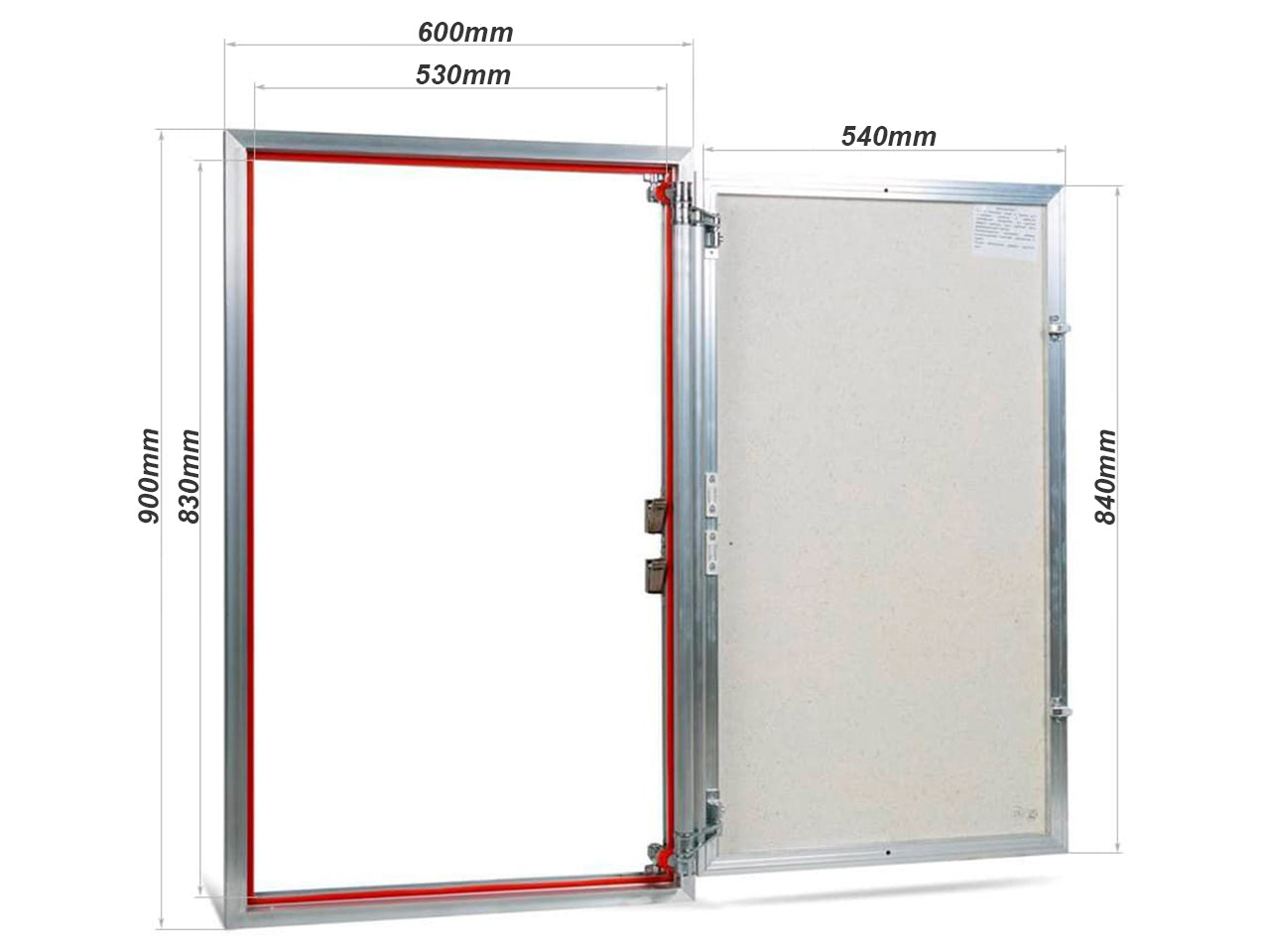 Concealed wall hatch for tiles with push-up door